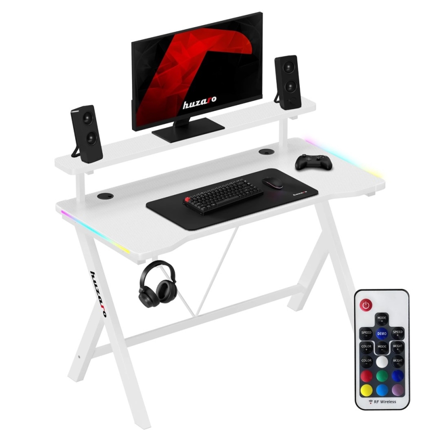 Huzaro Hero 1.9 RGB White Gaming Desk – 2