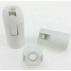 Oem E14 lizdas su lygia striuke - balta - Plastikinis lizdas