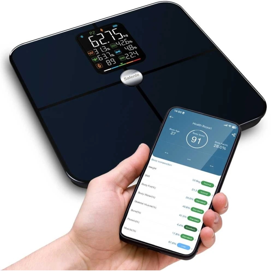 Интеллектуальные персональные диагностические фитнес-весы Evolveo Salente BodyFit Bluetooth черный – 3