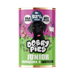 DOBRY PIES Junior Lamb with Turkey – märgtoit koertele – 400g