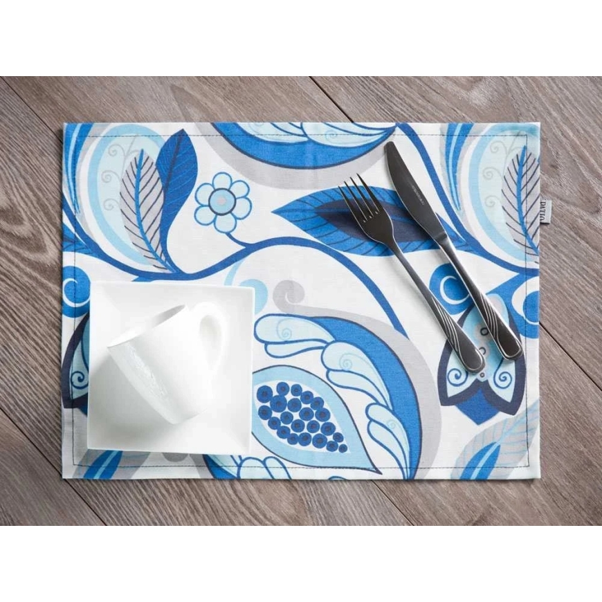 2 Blue Flowers Decorative Placemats Set 30 x 40 cm A055-01LB PATIO