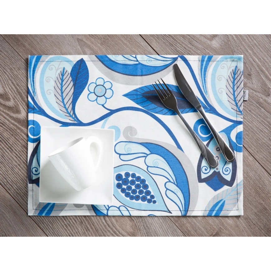 2 Blue Flowers Decorative Placemats Set 30 x 40 cm A055-01LB PATIO – 2