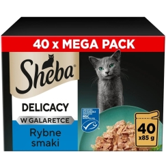 SHEBA Herkkukalat Hyytelössä – märkä kissanruoka – 40×85g