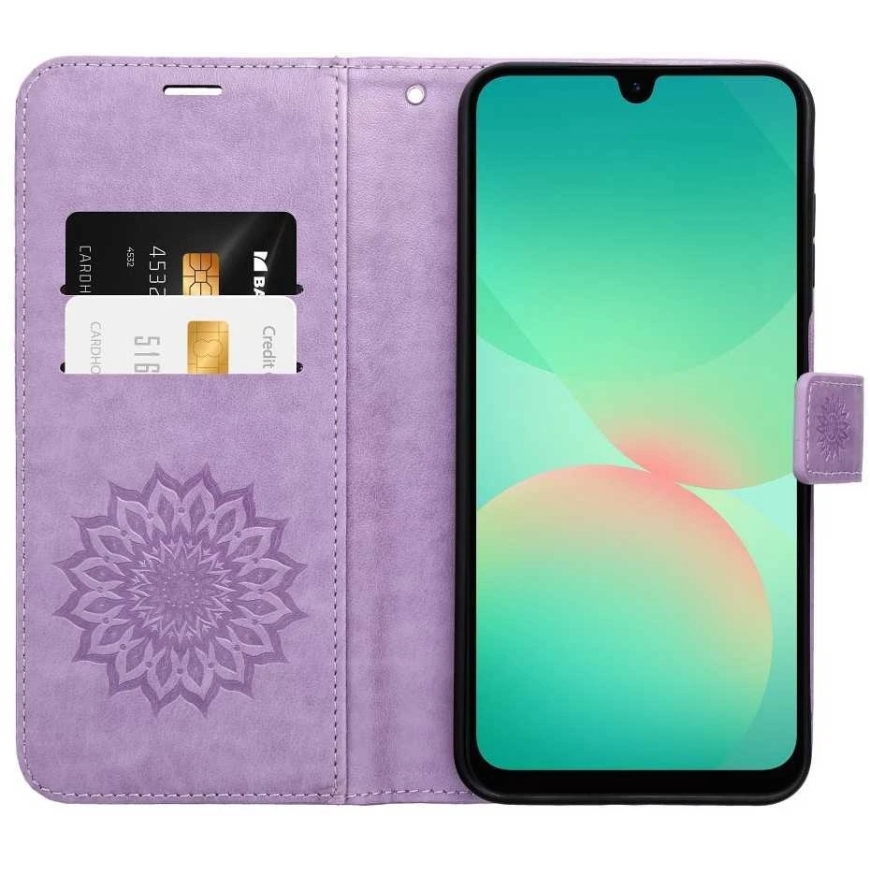 Oem MEZZO Book maciņš, kas paredzēts Xiaomi Redmi Note 14 PRO 4G mandala violetā krāsā – 4