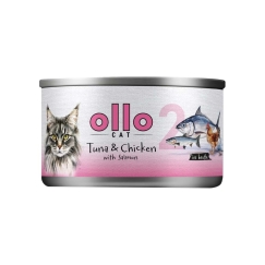 OLLO Kass nr 2 Tuuni ja kana lõhe puljongis - märg kassitoit - 70g