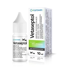 EUROWET Vetaseptol - acu tīrīšanas piliens acīm un degunam suņiem un kaķiem - 10 ml