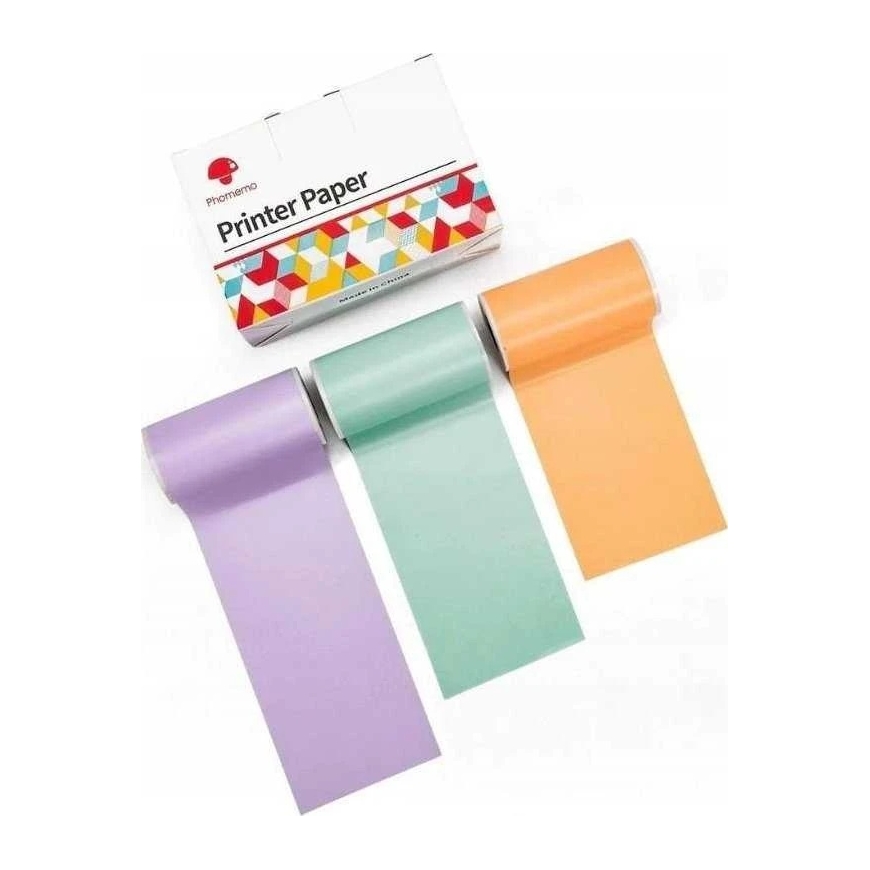 "Phomemo" label filling paper, colored 3x roll, 50 mm, designed for "Phomemo T02 / M02 PRO / M02X / Q12-RMSMLL"