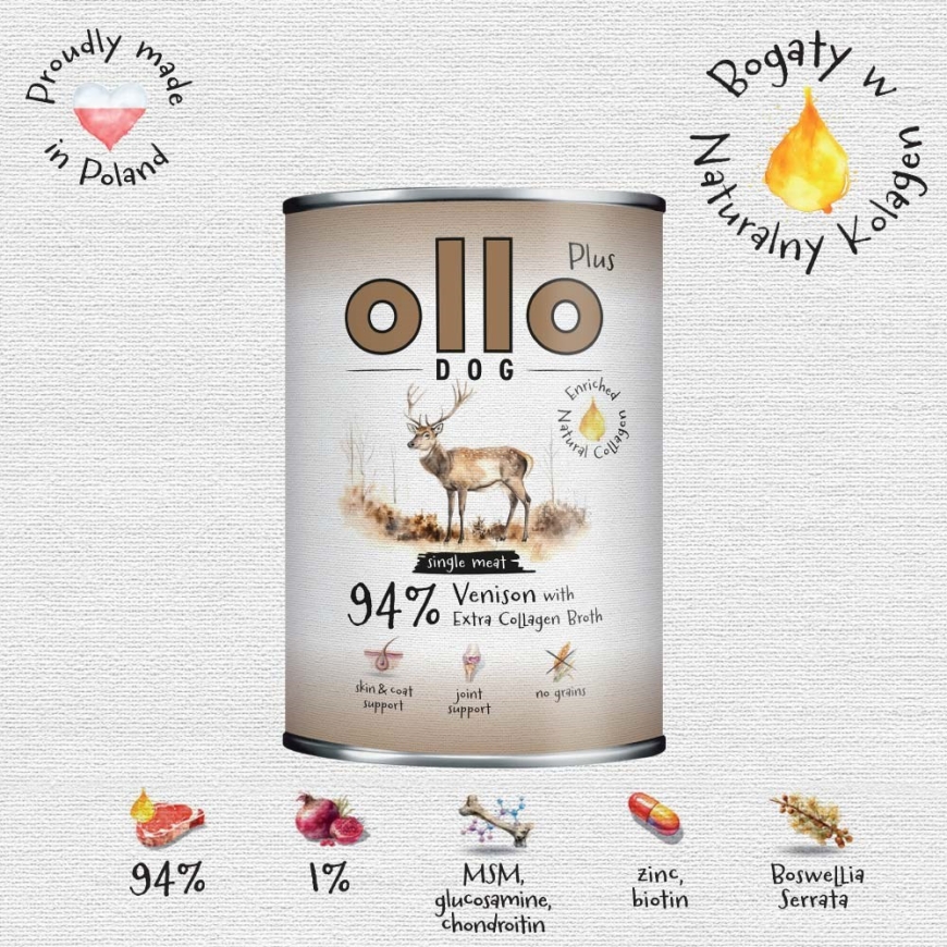 OLLO Plus kolagenas elnių - šlapias šunų ėdalas - 400g – 2