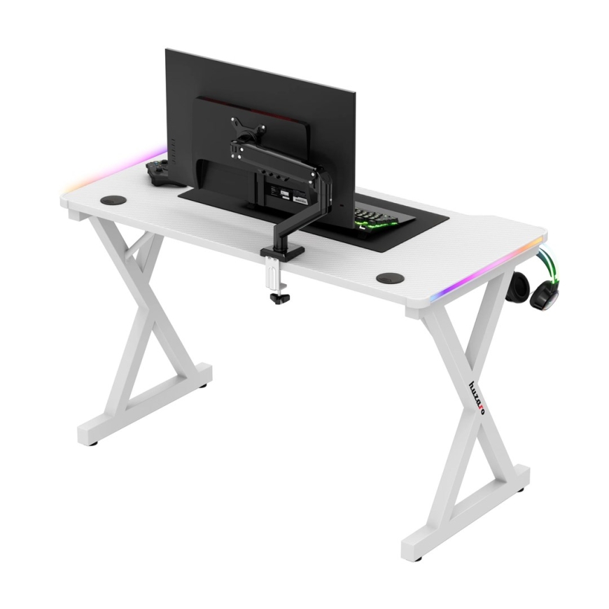 Huzaro Hero 2.3 RGB žaidimų stalas baltas – 3