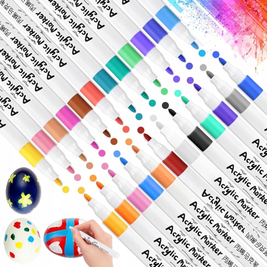 Bez Marki Acrylic Markers Pens for Stones and Fabrics Waterproof 24pcs – 2