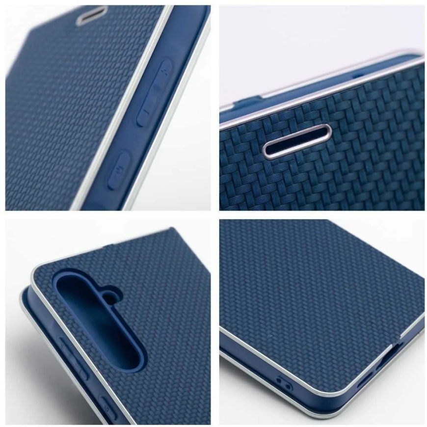 Forcell Oem LUNA Book Carbon -kuori Samsung Galaxy S25 Ultra sinisenä – 5
