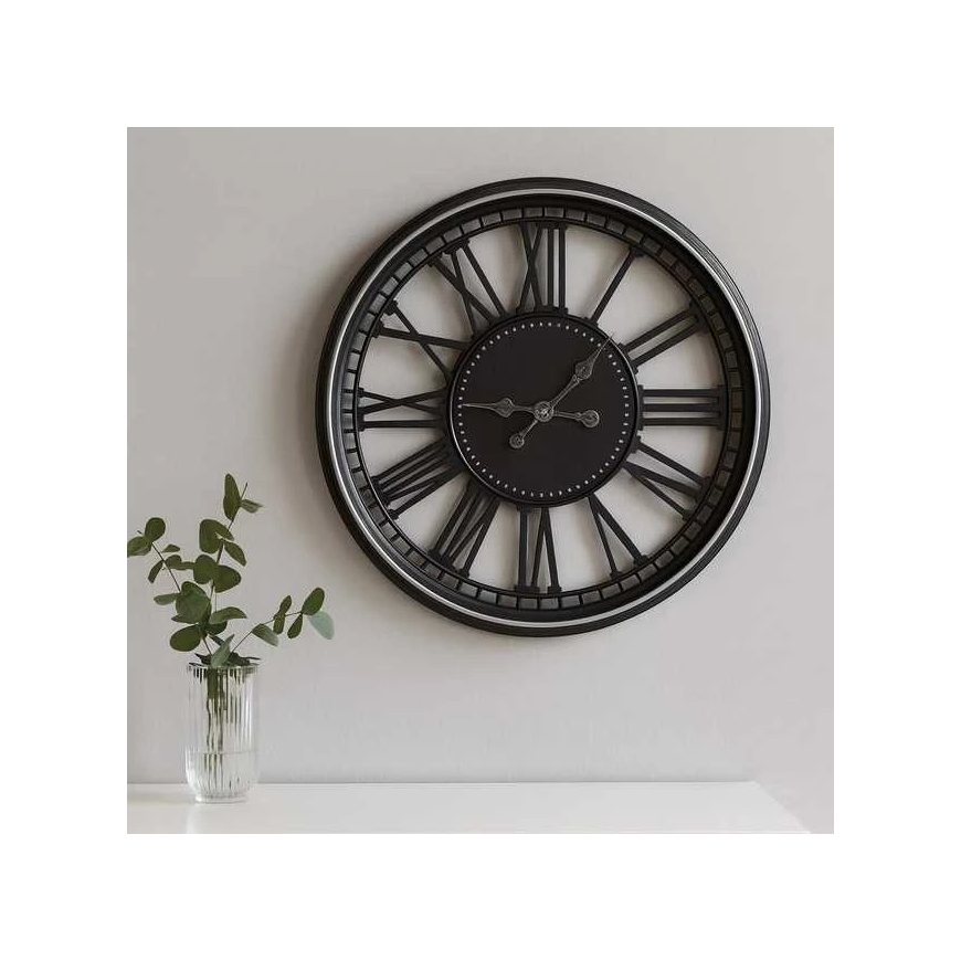KOOPMAN Seinällä oleva lävistetty kello roomalainen 48,5 cm musta – 2