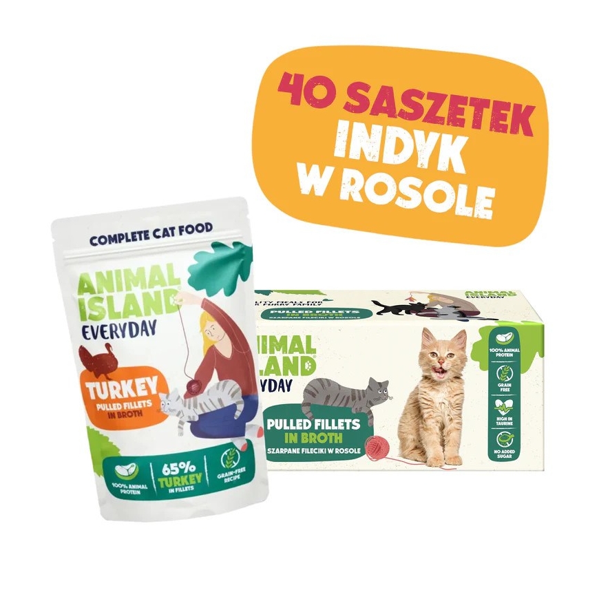 ANIMAL ISLAND Turkey in broth - wet cat food - 40x85g