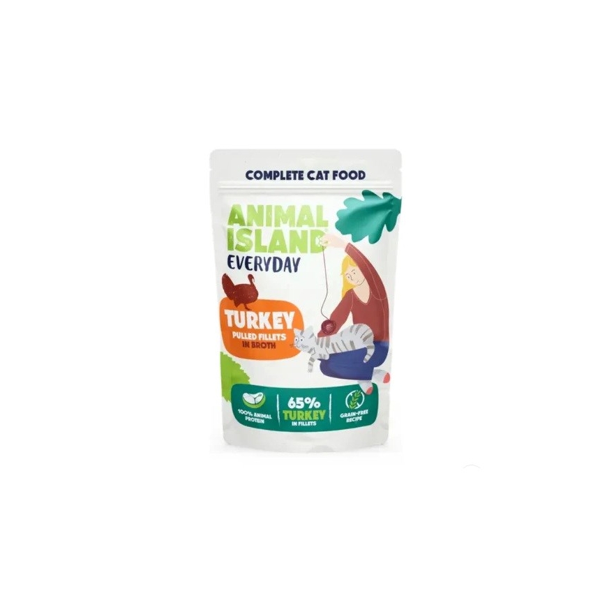 ANIMAL ISLAND Индейка в бульоне - влажный корм для кошек - 40x85g – 2