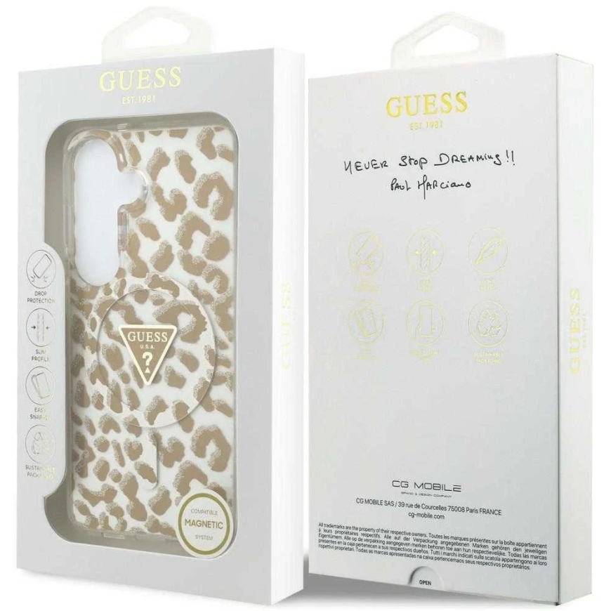 Guess IML leopardu raksta Triangle MagSafe maciņš Samsung Galaxy S26 brūnā krāsā – 2