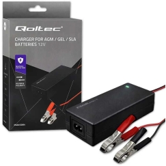 Qoltec Automātiskais 12V 4A AGM GEL akumulatora lādētājs ar LED un 1.8m kabeli