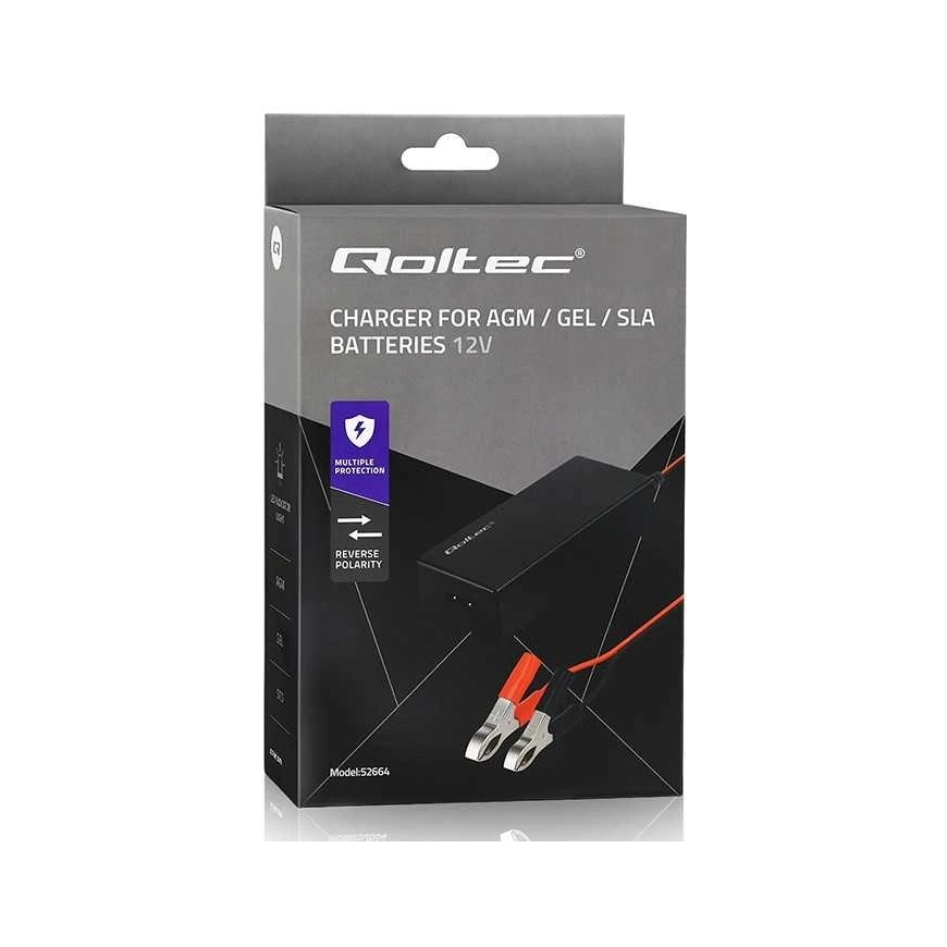Qoltec Automaattinen 12V 4A AGM GEL akkulaturi LED-valolla ja 1.8m johdolla – 5