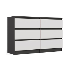 M6 MALWA KOMODA 120 CM 6 DĖŽIŲ ANTRACITINĖ/BALTA