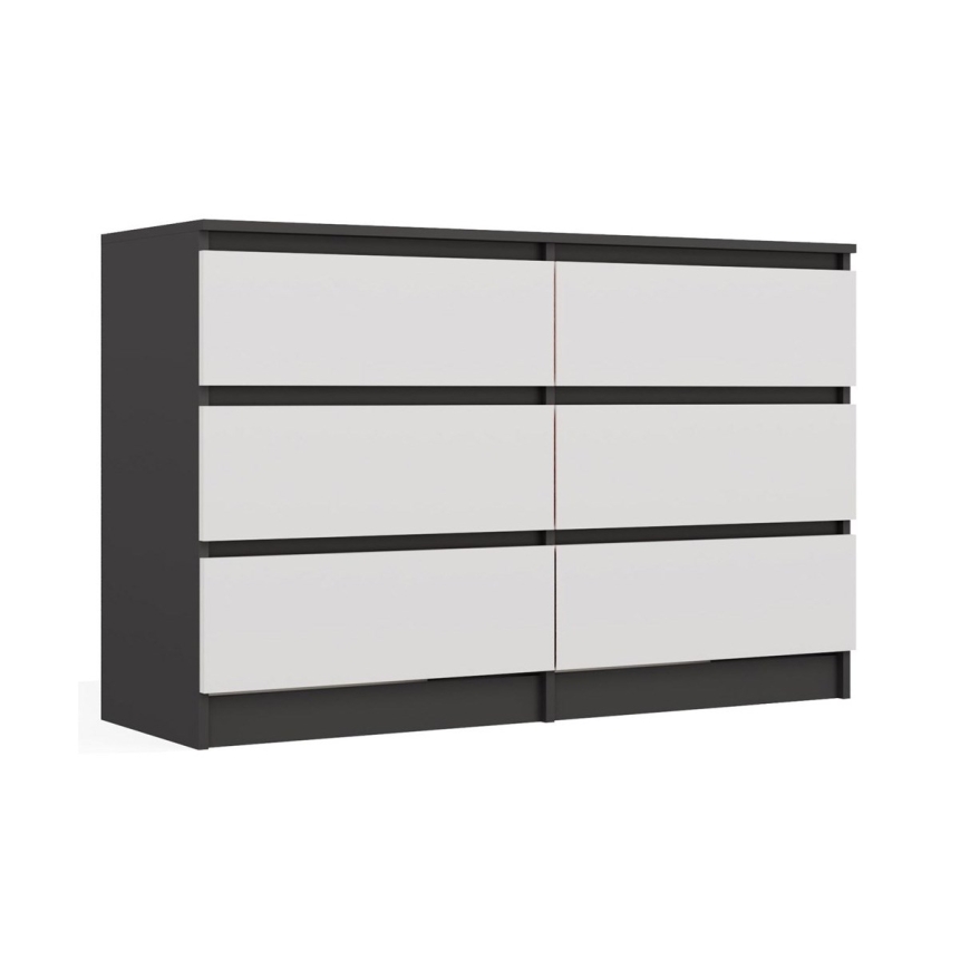 M6 MALWA KOMMOD 120 CM 6 SAHTLIT ANTRATSIT/VALGE