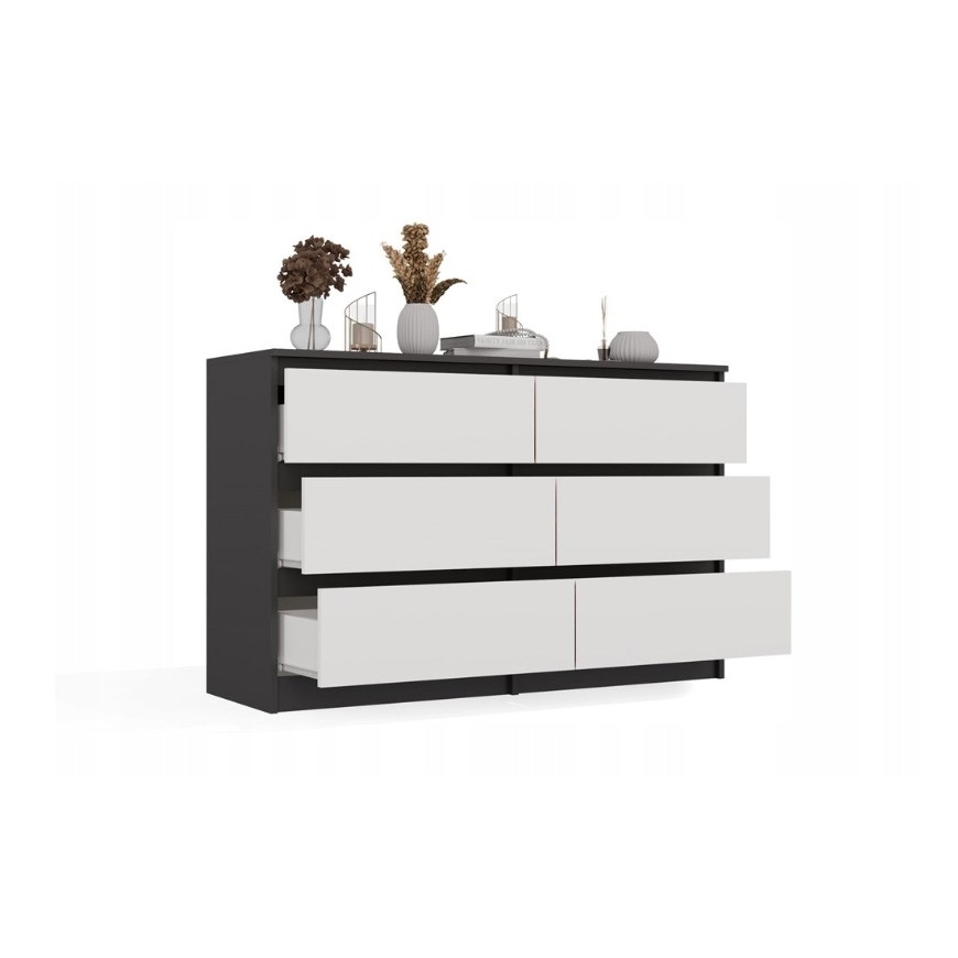 M6 MALWA KOMODE 120 CM 6 ATVILKNI ANTRACĪTS/BALTS – 3