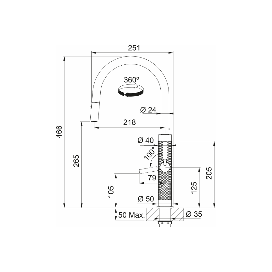 Franke Mythos Masterpiece J Pull Down Spray GLD 115.0711.558 – 5
