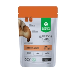 NATURE'S PROTECTION Superior Care Raudona kailių lašiša ir krevetė - drėgnas šunų maistas - 85g