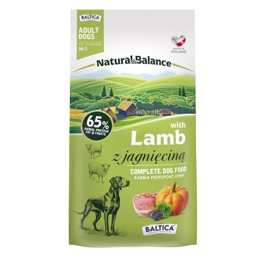 BALTICA Natural & Balance Lamb M/L – kuivtoit koertele – 3kg