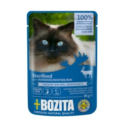 BOZITA Кусочки мяса в соусе с олениной – влажный корм для кошек – 85 г