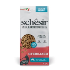 SCHESIR Animal Mono Protein Formula Sterilized Fish – Dry Cat Food – 10 kg