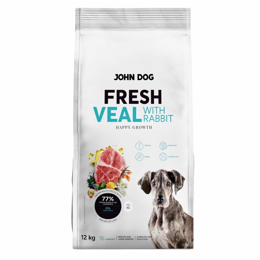 JOHN DOG Fresh Junior Medium and Large Breeds - Dry Dog Food - 12kg