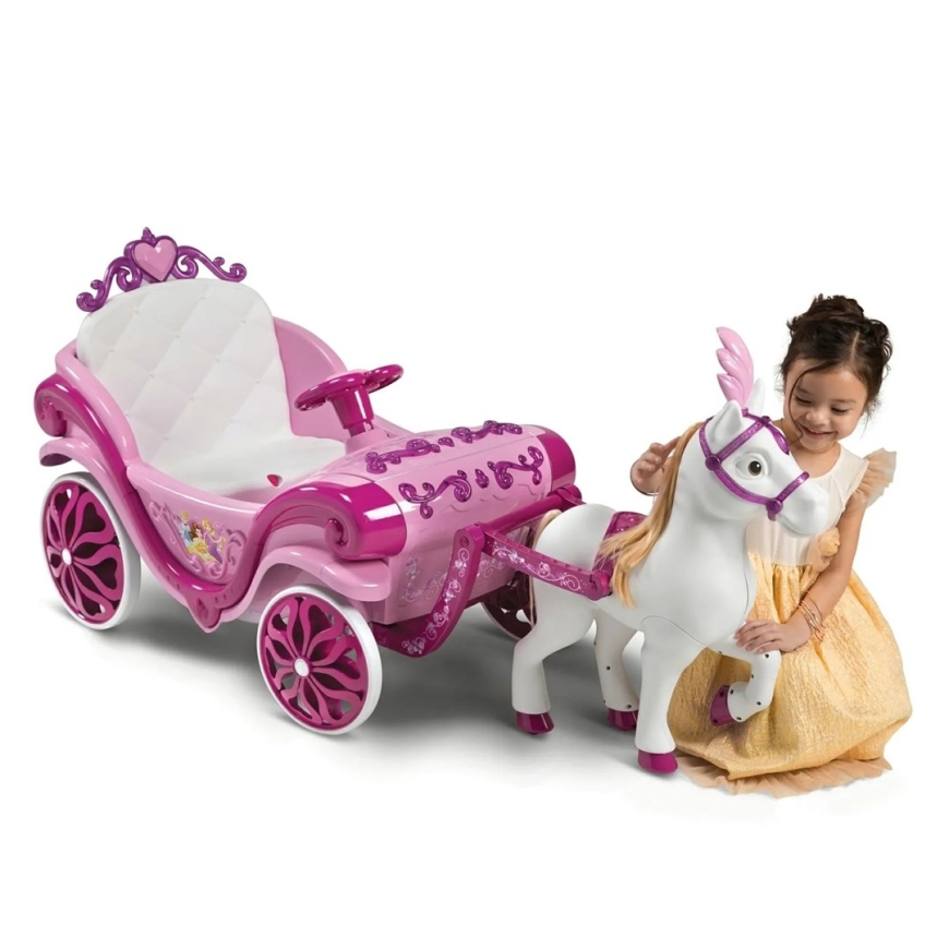 Huffy Elektriline Disney Princessi tõld koos hobusega 6 V roosa