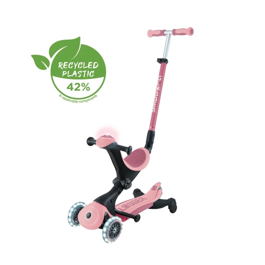 GLOBBER Go Up Deluxe Lights potkulauta, pastellinen vaaleanpunainen