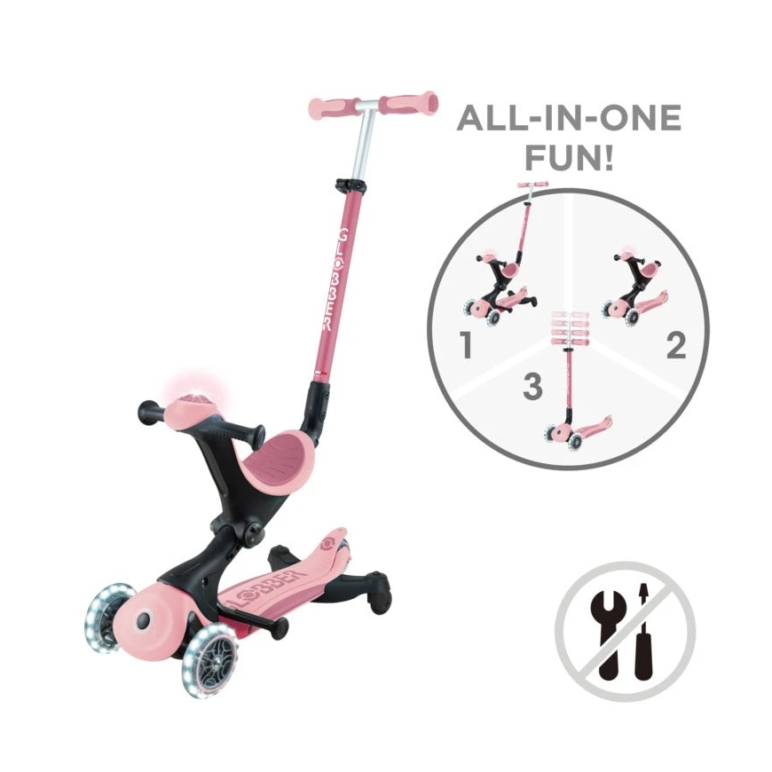 Paspirtukas GLOBBER Go Up Deluxe Lights, pastelinis rožinis – 4