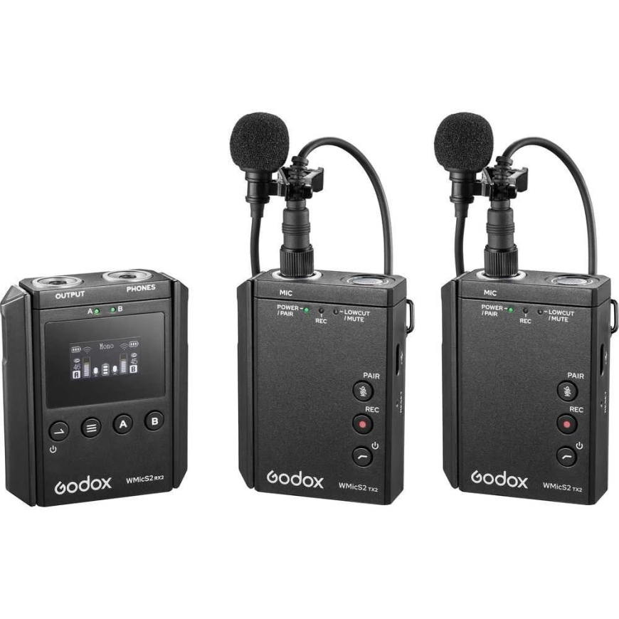 Garso įranga - Godox WMicS2 Kit 2 UHF bevielė mikrofono sistema juoda – 4