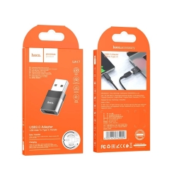 Hoco UA17 USB-A - Type-C -adapteri musta