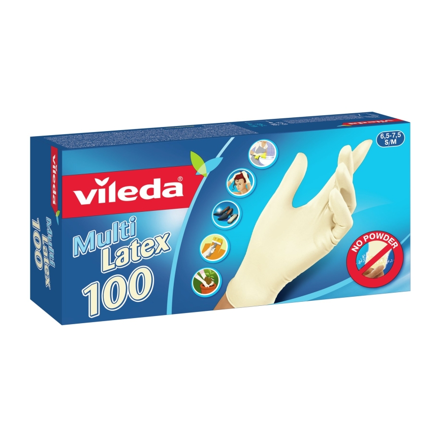 Vileda Multi Latex 100 Vienkartinės pirštinės Smėlio spalvos 100 vnt.