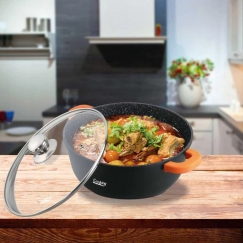 КОВШ С НЕКЛЕЙКОЙ ПОКРЫТИЕМ АЛЮМИНИЕВЫЙ + КРЫШКА, 24 см x 11,5 см, 4,4 Л, ТЕМНАЯ ЛИНИЯ, «COOKING BY HEINNER»