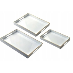 Mondex BLANCHE Baltas 3 dekoratyvinių padėklų rinkinys 40x30x4cm/35x25x3.5cm/30x20x3.5cm