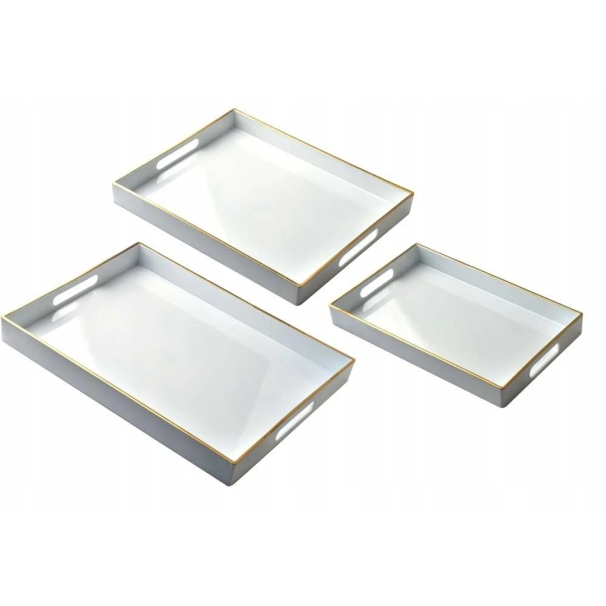Mondex BLANCHE 3 dekoratīvo tray komplekts 40x30x4cm/35x25x3.5cm/30x20x3.5cm