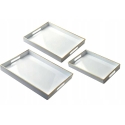 Mondex BLANCHE Baltas 3 dekoratyvinių padėklų rinkinys 40x30x4cm/35x25x3.5cm/30x20x3.5cm Mondex BLANCHE Baltas 3 dekoratyvinių padėklų rinkinys 40x30x4cm/35x25x3.5cm/30x20x3.5cm
