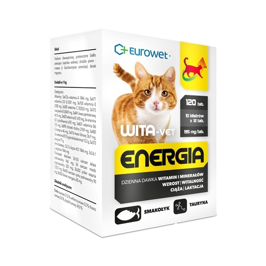 EUROWET Wita-Vet Energia - papildinājumi kaķiem - 120 tabletes