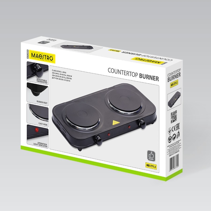 Electric double hot plate 2000W MR-771-2 MAESTRO – 4