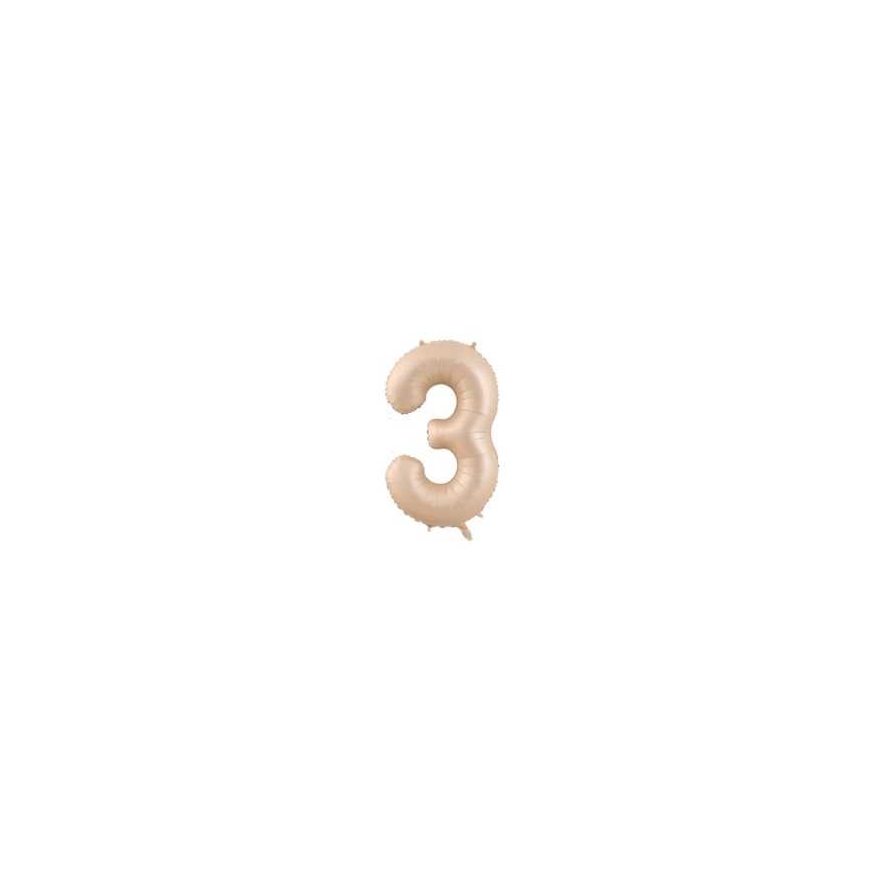 Riff Folio balons 100cm numurs 3 Matte Beige