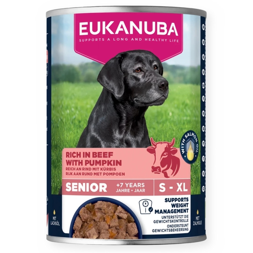 EUKANUBA Life Care Senior Runsaan naudasta ja kurpitsasta - märkä koiranruoka - 400g