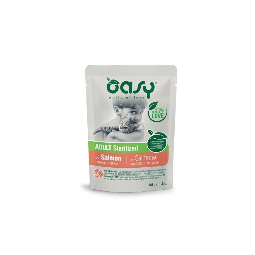 OASY Chunks in Gravy Sterilized Salmon - wet cat food - 85g