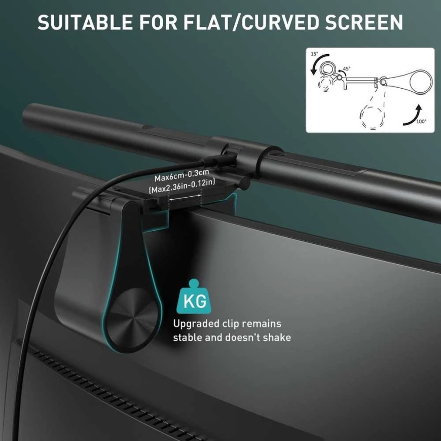 Quntis LED monitori lampe traadita juhtmega ScreenLinear PRO+ Q-Curve seeria MU208 (51 cm) – 4