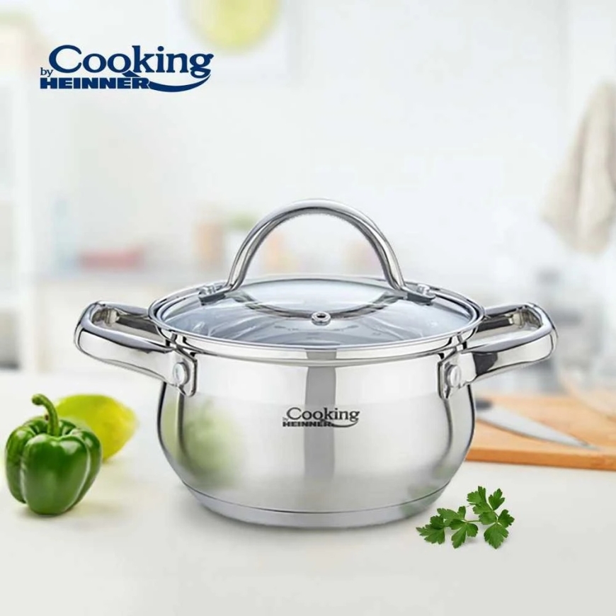 НЕРЖАВЕЮЩИЙ МЕТАЛЛ ПАКЕТ + КРЫШКА 18 X 10,5 СМ, 2,6 Л, AMIRA, COOKING BY HEINNER – 4
