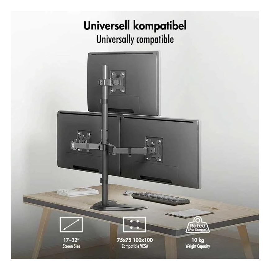 „LogiLink“ 3 monitorių laikiklis, 17–32 colių, maks. 10 kg ant rėmo – 2