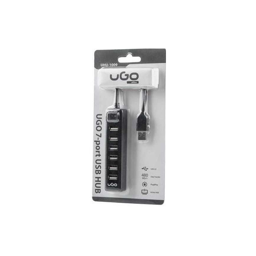 UGO UHU-1009 7x USB 2.0 Melns