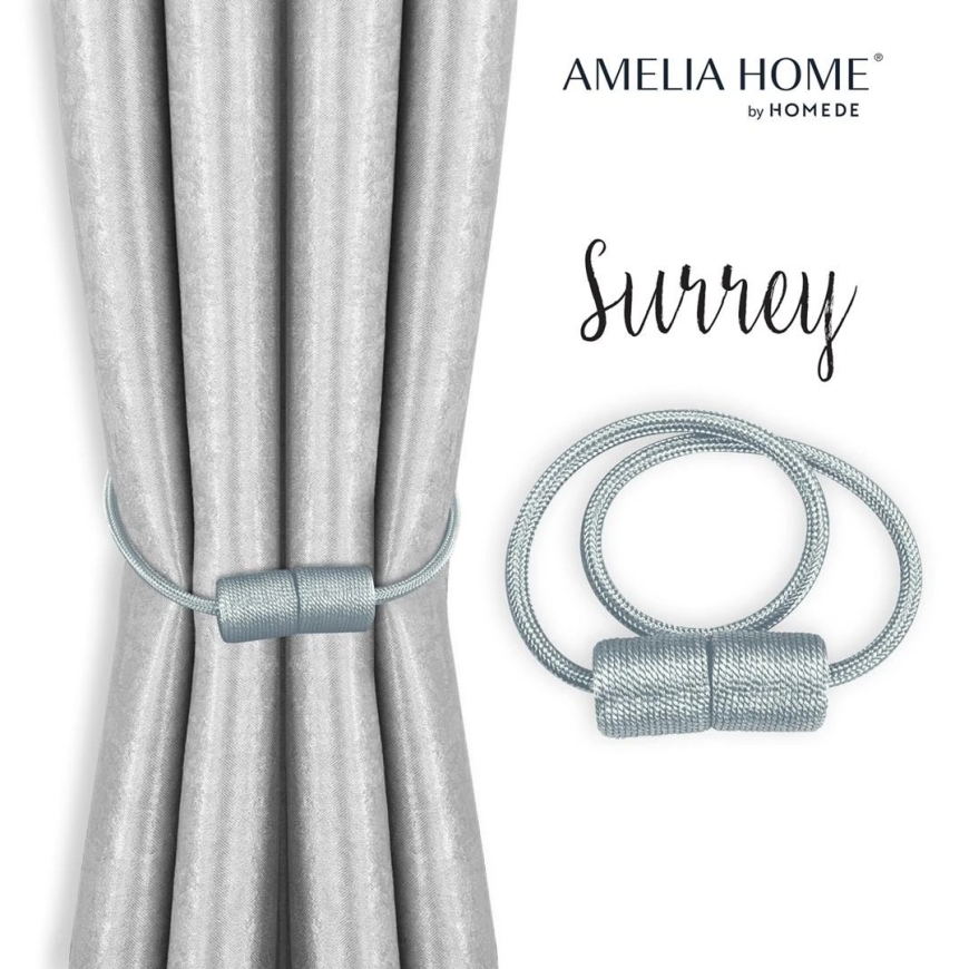 AmeliaHome Sidabriniai užuolaidų rišikliai Surrey, 2 vnt